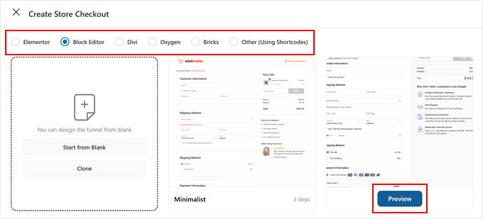Choosing a FunnelKit checkout template Choosing a FunnelKit checkout template