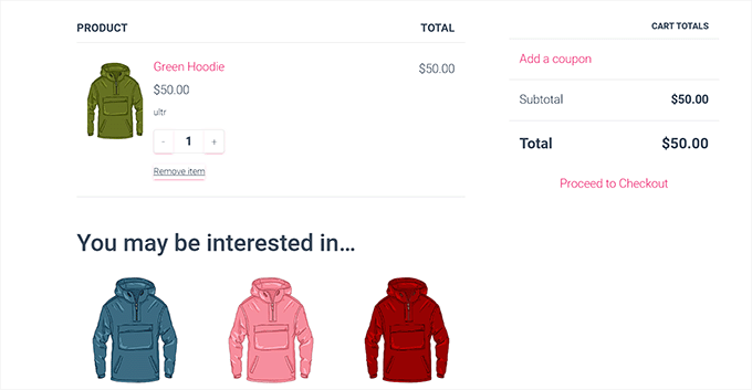 Cross sell product recommendations preview Cross sell product recommendations preview