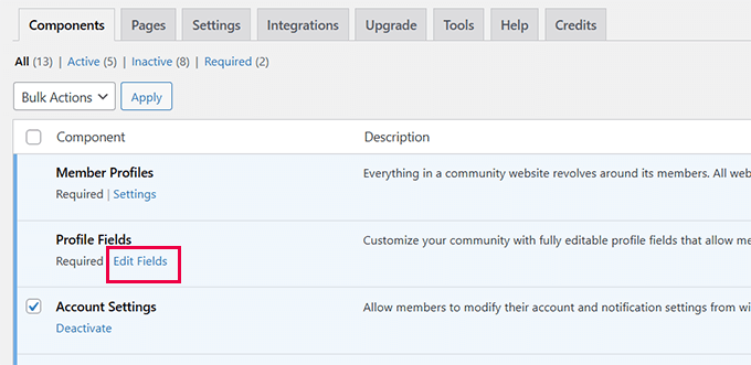 Edit profile fields Edit profile fields