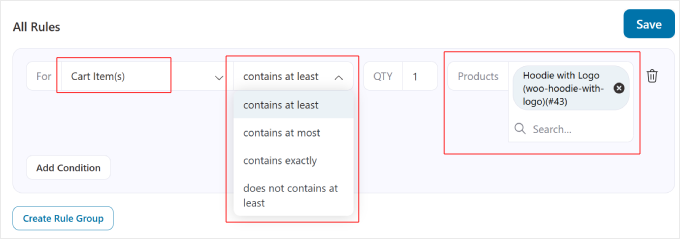 Configuring FunnelKit order bump rules Configuring FunnelKit order bump rules