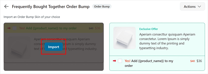 Importing a FunnelKit order bump skin Importing a FunnelKit order bump skin