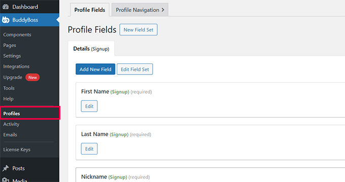 Profile settings Profile settings