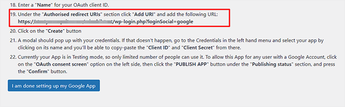 Redirect URL given by Nextend Redirect URL given by Nextend