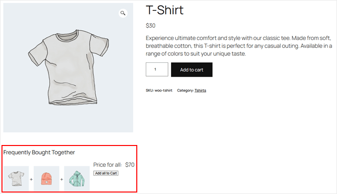 Example of YITH plugin's Frequently Bought Together feature Example of YITH plugin's Frequently Bought Together feature